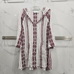 Zimmermann Bohemian Pullover Red Embroidered Beach Dress